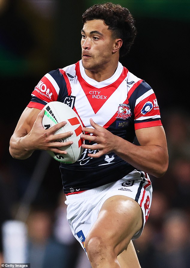 Suaalii's $5.3 million, three-year contract with Rugby Australia will also see his every move come under heavy scrutiny (pictured, playing for the Roosters)