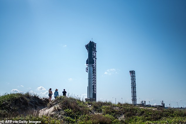 At almost 400 feet (121 meters) high, the empty rocket blasted off at dawn from the southern tip of Texas, near the Mexican border