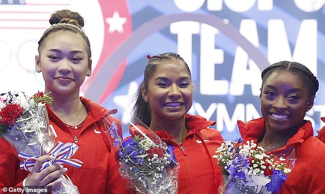 (From left to right) Team USA gymnasts Sunisa Lee, Jordan Chiles, Simone Biles