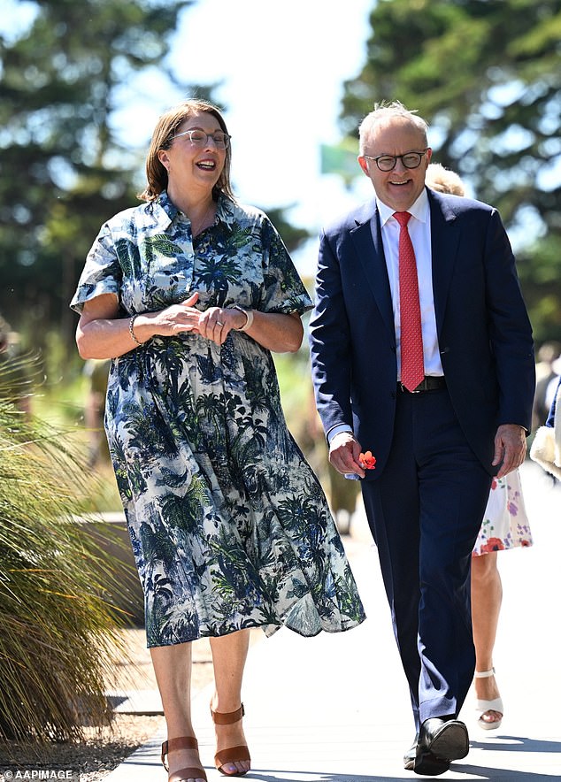 The Qantas flight upgrades for seven Labor ministers and assistant ministers were provided just months after Transport Minister Catherine King (pictured with Prime Minister Anthony Albanese) stopped Qatar Airways from expanding into Australia