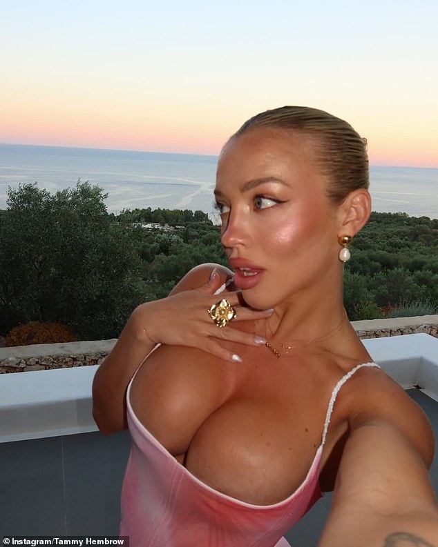 Tammy Hembrow (pictured) was bullied by her fans after risking a major wardrobe malfunction while on holiday in Greece