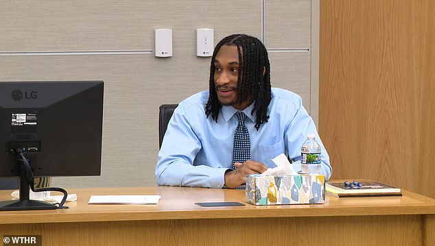 Raymond Ronald Lee Childs III was found guilty of six counts of murder for slaughtering six members of his family in their Indianapolis home (Photo: Childs III in court last week)