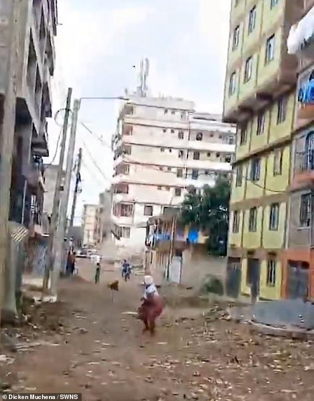 Terrifying images show the moment a seven-storey building collapsed in Kenya on Sunday