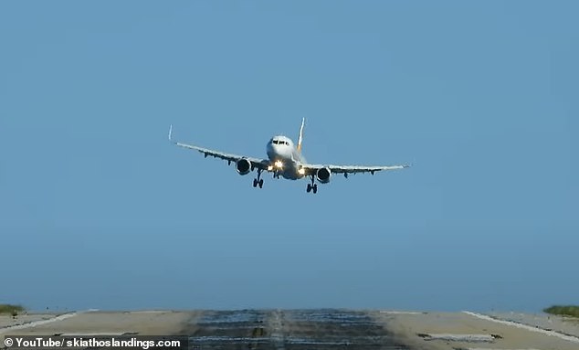 As it approaches the runway, the plane seemingly floats gently through the air. However, the closer the plane gets to the tarmac, the more violently it appears to tilt