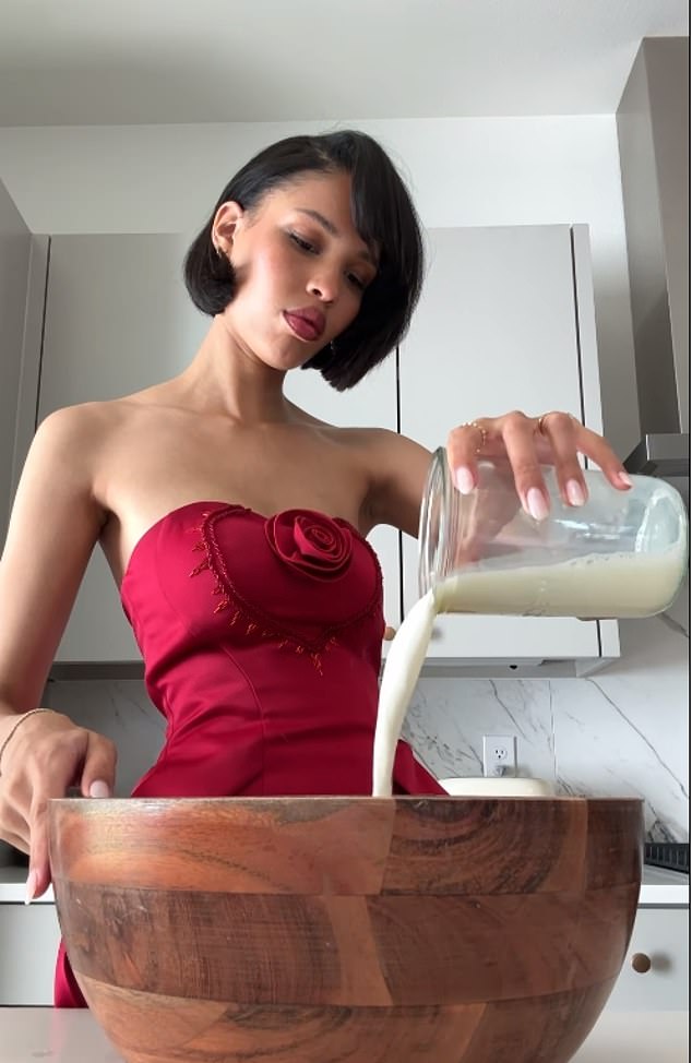 German-born model turned home chef Nara Smith, who has been branded as a 'Tradwife' influencer thanks to her intricate 'from scratch' recipes, is on the list