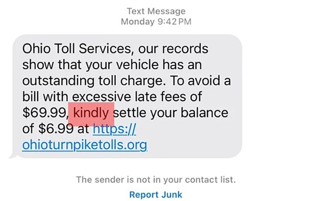 A sure sign that a text is a scam is if someone uses 