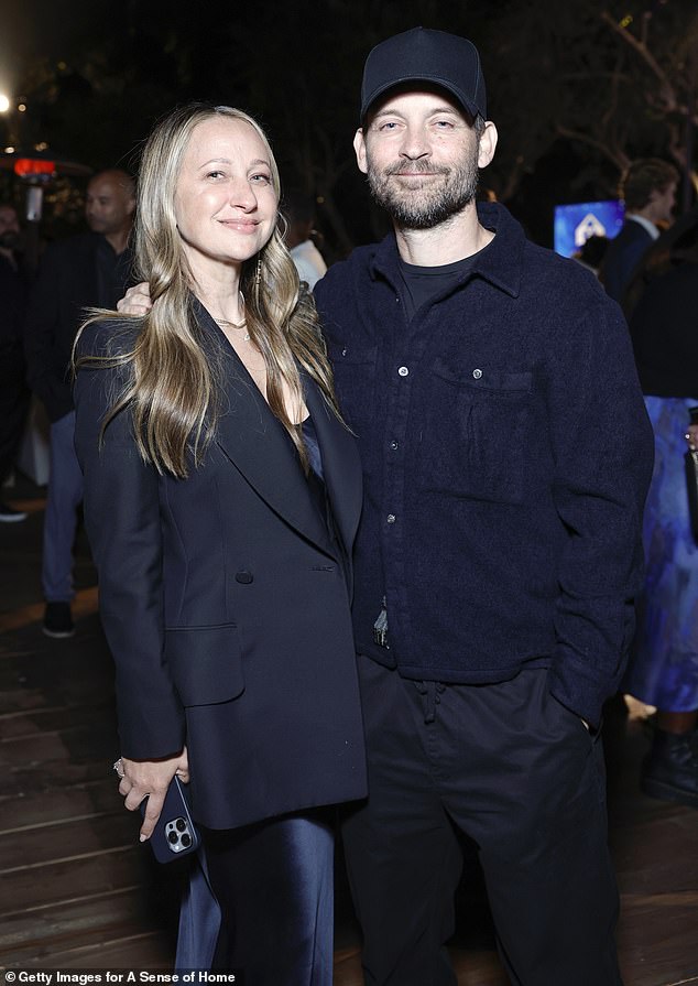 Tobey Maguire was seen smiling as he put his arm around his ex-wife Jennifer Meyer on Thursday evening. The two were side by side at the 2024 A Sense of Home Gala at a private home in Los Angeles