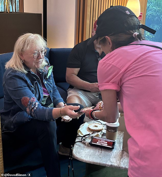 Mother Donna received an iconic Eras Tour bracelet as a gift from one of Swift's fans in Miami on Friday