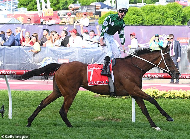 Via Sistina (pictured winning the Cox Plate last Saturday) has been withdrawn from the Melbourne Cup in a decision that will disappoint many punters