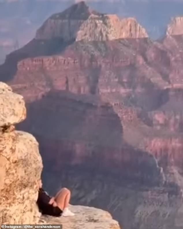 A group of young adult tourists are criticized online for disobeying 'no trespassing' signs on a dangerous rim overlooking the Grand Canyon