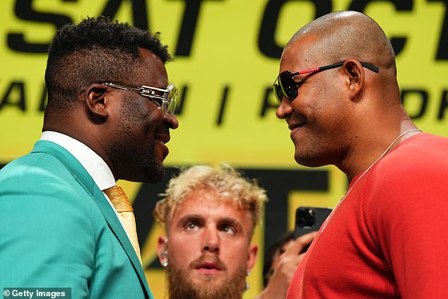 Francis Ngannou (left) takes on Renan Ferreira (right) in Saudi Arabia on Saturday evening