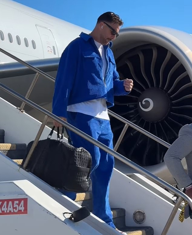 Travis Kelce looked as stylish as ever when he arrived in San Francisco on Saturday night