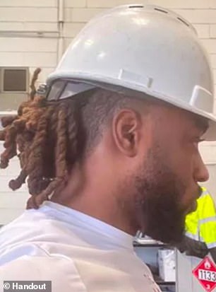 Drew Harvey wore a helmet with his dreadlocks