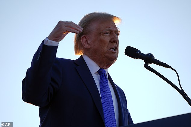 Former President Donald Trump appeared before thousands of supporters at Pennsylvania's Arnold Palmer Regional Airport on Saturday evening