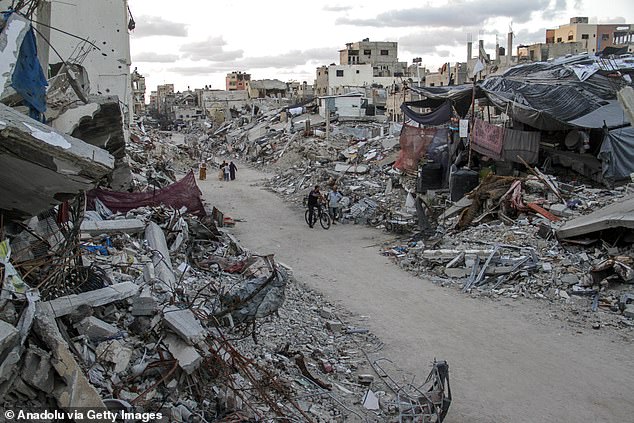 Donald Trump says he could help make war-torn Gaza a place 'better than Monaco' if he becomes president again. In the photo: Destruction in Gaza during the war between Israel and Hamas