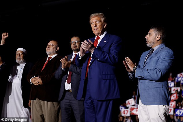 Trump appeared alongside Arab-American and Muslim leaders after receiving several major endorsements. He said the groups of voters they represent 'could turn the election'