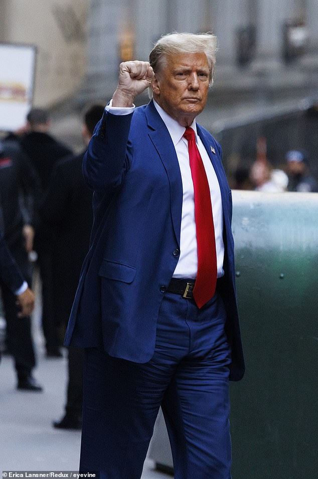 Former President Donald J. Trump after giving a press conference following the conclusion of arguments in his civil fraud trial in January 2024