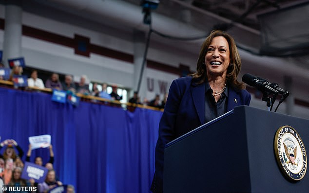 Kamala Harris speaks at a rally in La Crosse, Wisconsin on Thursday, October 17. It was one of several stops the vice president made Thursday in the battleground state.