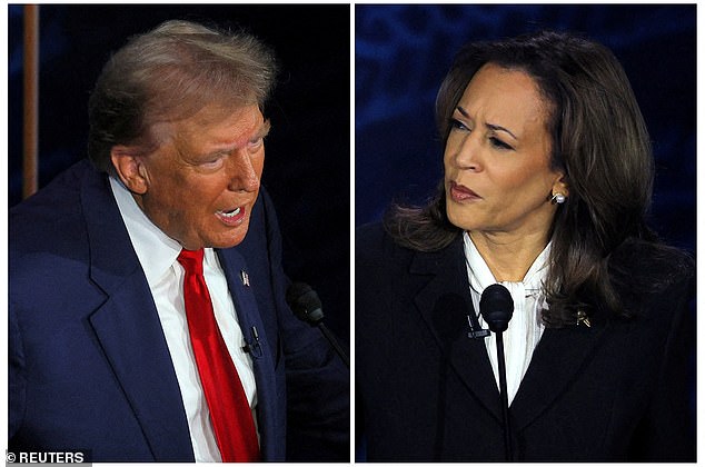 Donald Trump and Kamala Harris are locked in a tight race, but DailyMail.com/JL Partners' election model suggests the former president has all the momentum with two weeks to go