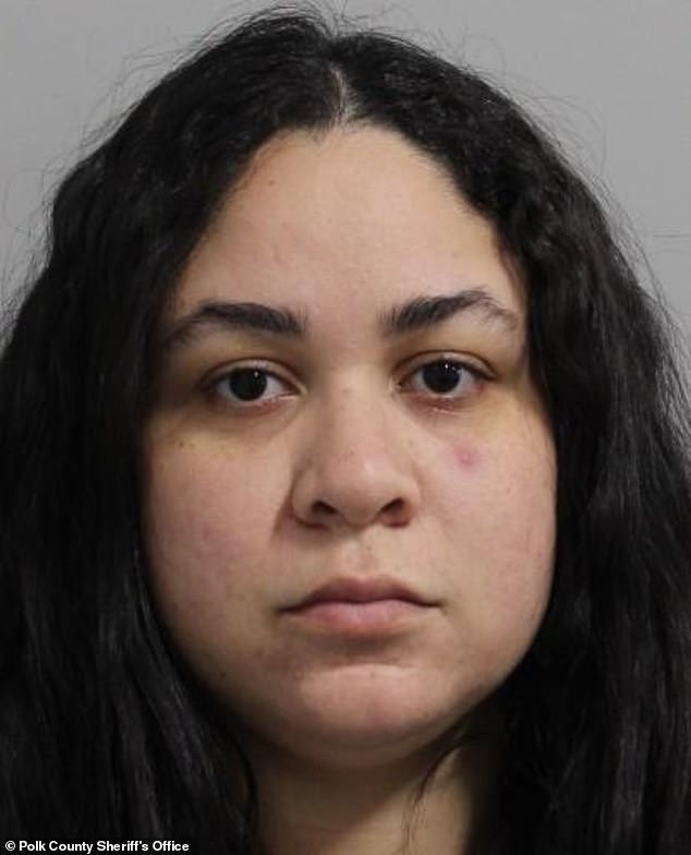 Alexsandra Del Valle Acosta Aguilar, pictured in her mugshot, has been charged with two felonies following the incident with an Uber Eats customer