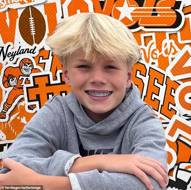 Samuel “Sam” Jessen, 12, of Ooltewah, Tennessee, (pictured) was run over by a tractor along the Haunted Hilltop Halloween hayride trail in Chattanooga last weekend around 11 p.m. after hiding in the bushes with his friends