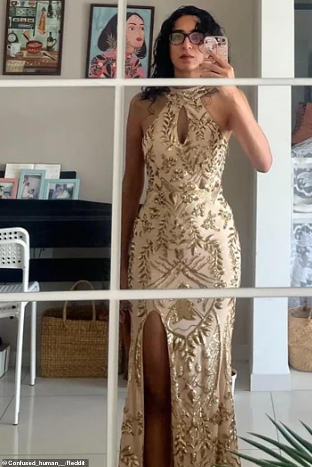 A wedding guest is being criticized for showing off the dress she wants to wear on her friend's special day