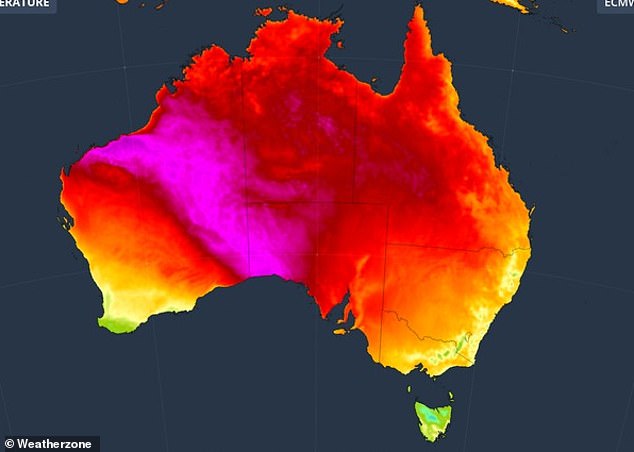 A high-pressure system forming in the southern part of the country will unleash a hot air mass over northern Australia in the coming days