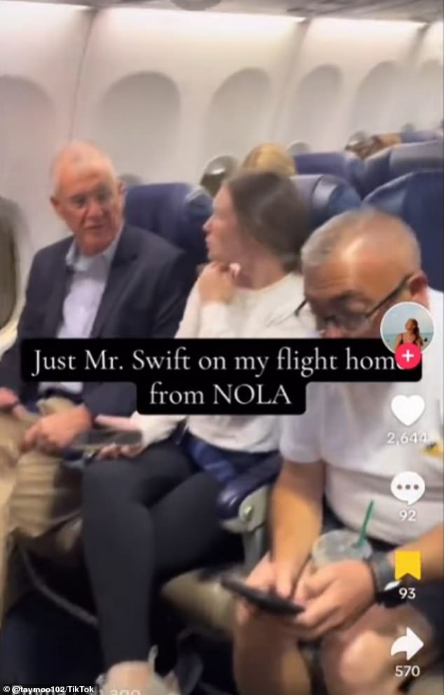 Taylor Swift's father, Scott Swift, 72, opened up about her romance with Travis Kelce, 35, with a fellow passenger on a recent Southwest Airlines flight from New Orleans, according to reports