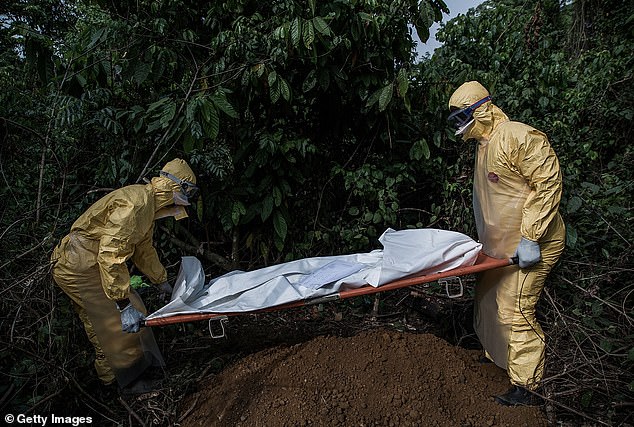 Health workers in protective gear are seen burying a 13-year-old boy who died of Lassa fever in Sierra Leone in 2014 (file photo)