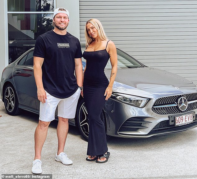 Tammy Hembrow previously took part in a similar scheme with Matt Stevenson, which saw participants enter a raffle for a free Mercedes Benz (pictured together) and she played a prominent role in promotional material for Mr Stevenson's current scheme.