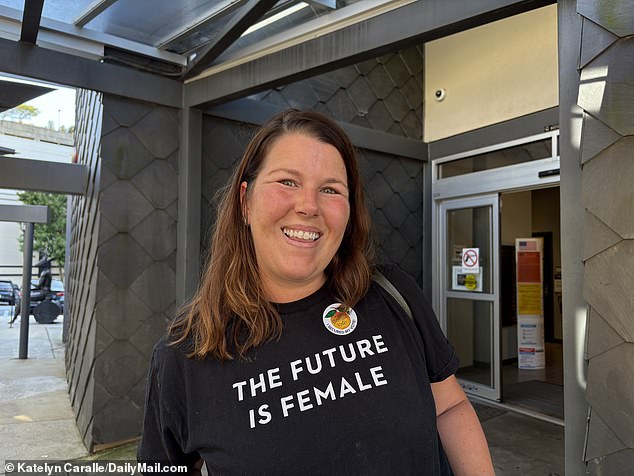 Cantey Dogan, 35, is a gynecologist in Atlanta, Georgia, who voted for Kamala Harris during early voting at the Buckhead Public Library on Wednesday. She told DailyMail.com that she is 