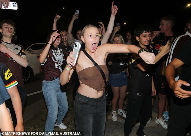 Penrith Panthers fans partied into the night in Sydney's west after their beloved team claimed a fourth consecutive NRL premiership on Sunday