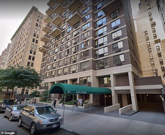 The unidentified 80-year-old jumped to his death from the 28th floor of the luxurious Park Regis Apartments (pictured) on New York's Upper East Side at around 3:30 PM on Saturday.