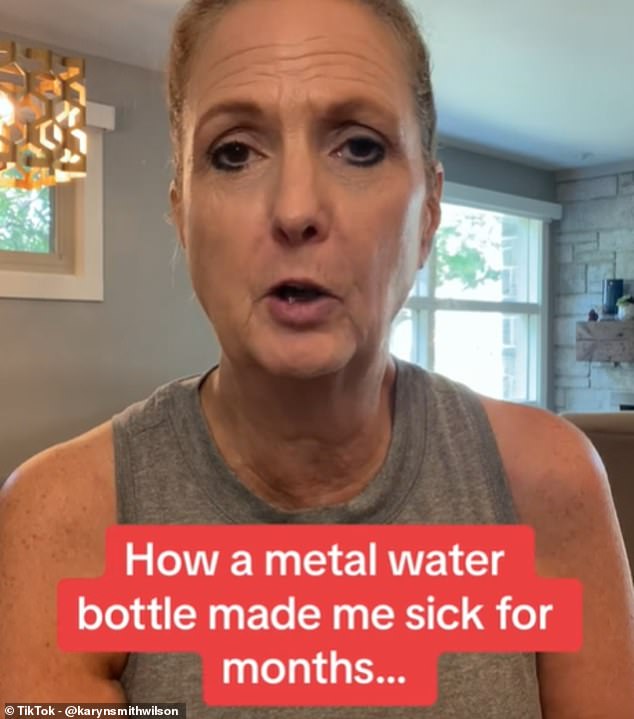 Karyn Smith Wilson from Elmhurst, Illinois, reveals in a TikTok how she had flu-like symptoms for six to nine months, which she attributed to using a metal water bottle