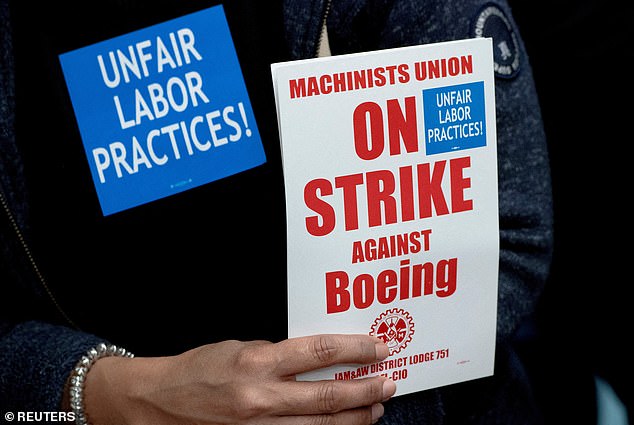 About 33,000 of Boeing's unionized West Coast workers, most of them in Washington state, have been on strike since September 13.