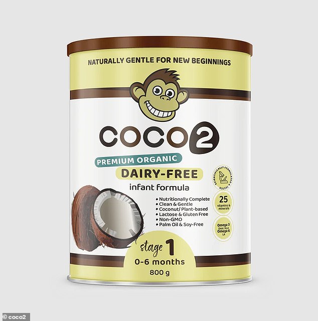 Developed in south-east Queensland in response to growing demand for plant-based products, Coco2 claims to be the world's first coconut-based baby food (pictured)