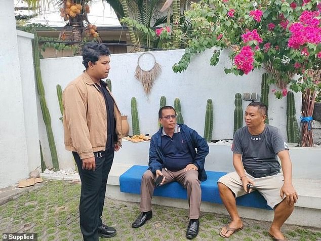 Police checked the villa on Wednesday morning and discovered that Ms Awhitu had never been a guest there. Ubud Police Chief Gusti Nyoman Sudarsana is pictured in the center