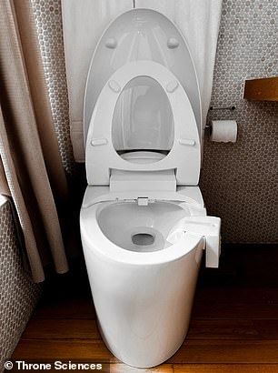 The device, simply called 'Throne', clips onto the side of your toilet bowl and offers a 'hands-off' experience