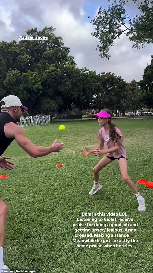 The model and TV personality, 35, who shares daughter Violet, eight, and son Dominic, five, with husband Michael Miziner, took to her Instagram Stories on Halloween to share images of her kids playing sports in the park