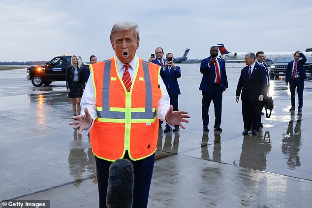 Former President Donald Trump addresses the media in Green Bay