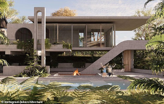 The couple are also building a lavish new luxury designer home in Darwin, which was revealed in an artist's impression (photo) posted to social media by their architect.