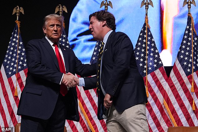 Trump appeared in Glendale, Arizona with former Fox News host Tucker Carlson