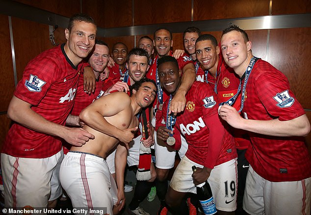 He revealed that club legend Rio Ferdinand (fifth right) is 'in charge' of the chat