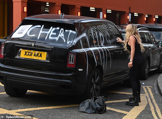 Aisleyne was pictured wearing a black tank top with leggings and chunky combat boots for the stunt, along with dark sunglasses.