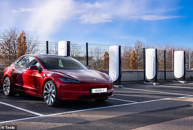 This is the facelifted version of Tesla's Model 3, which is now available in the UK with prices starting from £39,990. The Long-Range version costs £49,990