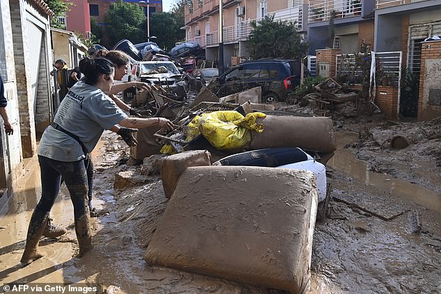 This photo, taken on November 1, 2024, shows the devastating effects of flooding in a residential area in the city of Massanassa, in the Valencia region, eastern Spain