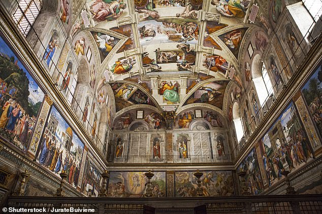 About five million people travel to Rome every year to visit the Sistine Chapel. The chapel – Cappella Sistina in Italian – is known for the beautiful frescoes that adorn the ceiling, which were painted by Michelangelo between 1508 and 1512