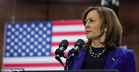 NORTH LAS VEGAS, NEVADA - OCTOBER 31: Democratic presidential candidate and US Vice President Kamala Harris speaks during a "If we vote, we win" campaign rally at the Craig Ranch Amphitheater on October 31, 2024 in North Las Vegas, Nevada. With five days to go until Election Day, Harris is campaigning in Arizona and Nevada. (Photo by Ethan Miller/Getty Images)