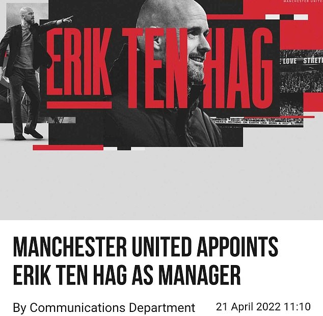 The Dutchman was unveiled as the Red Devils' new manager when he joined the club in 2022