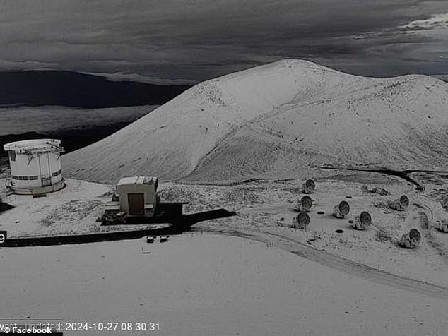 Meteorologists said Hawaii's winter landscape is the result of freezing temperatures blowing in from the ocean and meeting moisture in the air